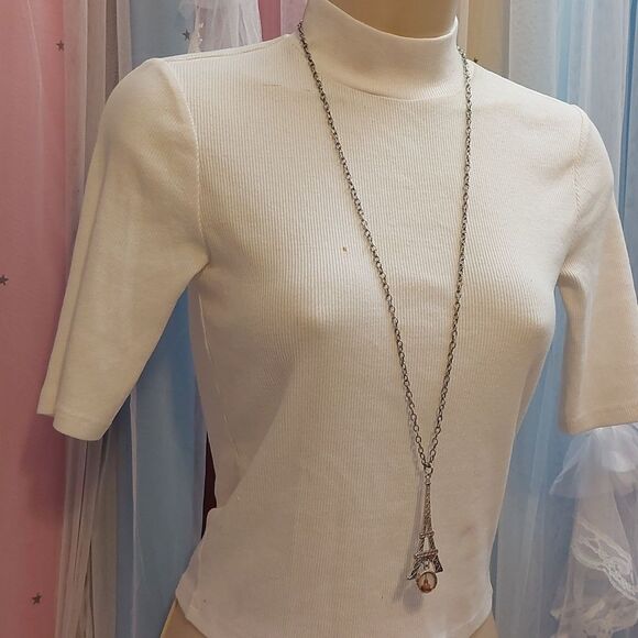 🔴 Paris Eiffel Tower Pendant Silver Tone Long Necklace - Picture 4 of 6